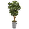 Nearly Natural 9509 46" Artificial Green Panda Ficus Tree in Metal Urn