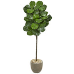 Nearly Natural 9257 5.5' Artificial Green Fiddle Leaf Tree in Sand Stone Finish Planter