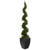 Nearly Natural T1209 70" Artificial Green Cypress Spiral Tree in Black Planter