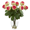 Nearly Natural 19`` Rose Artificial Arrangement in Glass Vase