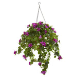 Nearly Natural 8522 3' Artificial Green & Purple Mixed Stephanotis & Bougainvillea Plant in Hanging Cone