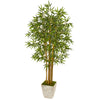 Nearly Natural 9853 65" Artificial Green Bamboo Tree in Country White Planter