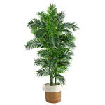 Nearly Natural T2897 6` Curvy Parlor Artificial Palm Tree in Natural Jute and Cotton Planters