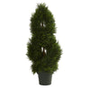 Nearly Natural 5495 3' Artificial Green Double Pond Cypress Spiral Topiary Tree, UV Resistant (Indoor/Outdoor)