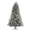 Nearly Natural 7` Flocked Colorado Mountain Fir Artificial Christmas Tree with 700 Warm White Microdot (Multifunction) LED Lights with Instant Connect Technology and 1455 Bendable Branches