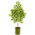 Nearly Natural 9620 55" Artificial Green Lemon Tree in Green Planter