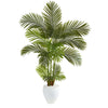 Nearly Natural T1247 5' Artificial Green Areca Palm Tree in White Planter