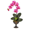 Nearly Natural 22`` Phalaenopsis Orchid Artificial Arrangement in Metal Chalice