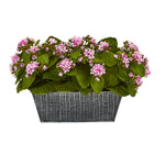 Nearly Natural 14`` Kalanchoe Artificial Plant in Black Embossed Planter