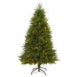 Nearly Natural 5` Sun Valley Fir Artificial Christmas Tree with 200 Clear LED Lights