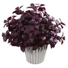 Nearly Natural 14`` Basil Artificial Plant in White Planter with Silver Trimming