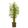 Nearly Natural 9819 64" Artificial Green Bamboo Grass Plant in Metal Planter