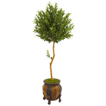 Nearly Natural 9340 5.5' Artificial Green Olive Topiary Tree in Decorative Planter