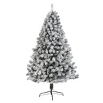 Nearly Natural 7` Flocked West Virginia Fir Artificial Christmas Tree