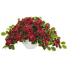 Nearly Natural 20``Poinsettia and Variegated Holly Artificial Plant in Oval White Planter (Real Touch)