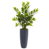 Nearly Natural 8711 43" Artificial Green Zamioculcas Plant in Gray Planter