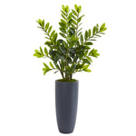 Nearly Natural 8711 43" Artificial Green Zamioculcas Plant in Gray Planter