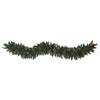 Nearly Natural 6` Snow Dusted Artificial Christmas Garland with 50 Multicolored LED Lights, Berries and Pinecones