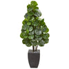 Nearly Natural 9384 63' Artificial Green Fiddle Leaf Fig Tree in Black Planter