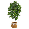 Nearly Natural T2958 4` Ficus Artificial Tree in Natural Cotton Planter with Tassels