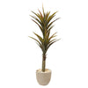 Nearly Natural 9564 5' Artificial Green Yucca Tree in Sandstone Planter