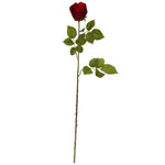 Nearly Natural 2145-S6 33" Artificial Green & Red Elegant Red Rose Bud Flower, Set of 6