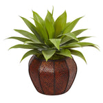 Nearly Natural 6961 26" Artificial Green Agave Succulent in Weave Planter