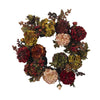 Nearly Natural 4911 22" Artificial Autumn Hydrangea & Peony Wreath, Multicolor