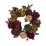 Nearly Natural 4911 22" Artificial Autumn Hydrangea & Peony Wreath, Multicolor