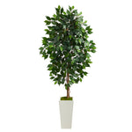 Nearly Natural T2564 4.5` Ficus Artificial Tree in White Planter