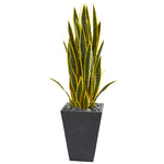 Nearly Natural 9182 3.5' Artificial Green Sansevieria Plant in Slate Planter