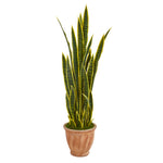 Nearly Natural 9440 50" Artificial Green Sansevieria Plant in Terra Cotta Planter