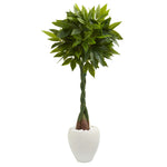 Nearly Natural 5720 5' Artificial Green Real Touch Money Tree in White Oval Planter