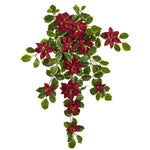 Nearly Natural 30`` Poinsettia and Variegated Holly Artificial Plant (Set of 2) (Real Touch)