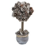Nearly Natural 4557 14" Artificial White Snowy Pinecone Top with Planter