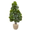 Nearly Natural 9381 58" Artificial Green Fiddle Leaf Fig Tree in Sand Stone Planter