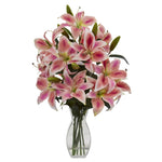 Nearly Natural Rubrum Lily Artificial Arrangement in Vase