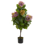 Nearly Natural 8311 45" Artificial Green & Purple Hydrangea Plant in Black Pot