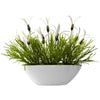 Nearly Natural 4955-WH Grass & White Floral with White Planter (Indoor/Outdoor)