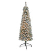 Nearly Natural 5`Flocked Pencil Artificial Christmas Tree with 200 Clear Lights and 318 Bendable Branches