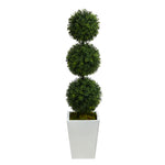 Nearly Natural T2614 46`` Triple Ball Artificial Tree in White Metal Planter