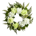 Nearly Natural 4238 24" White Hydrangea Berry Wreath