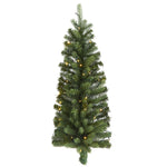 Nearly Natural 3` Flat Back Wall Hanging Artificial Christmas Tree with 35 Clear LED Lights