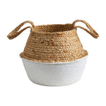 Nearly Natural 0828-S1 14” Boho Chic Handmade Cotton & Jute White Woven Planters