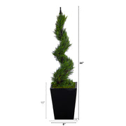 Nearly Natural T2193 44” Cypress Spiral Artificial Tree in Black Metal Planter