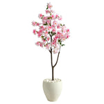 Nearly Natural T2529 4.5` Cherry Blossom Artificial Tree in White Planter