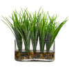 Nearly Natural 8076 9" Artificial Green Vanilla Grass Plant in Oval Vase