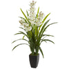 Nearly Natural 8301 45" Artificial Green & White Cymbidium Orchid Plant