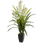 Nearly Natural 8301 45" Artificial Green & White Cymbidium Orchid Plant