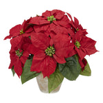 Nearly Natural Poinsettia w/Ceramic Vase Silk Flower Arrangement